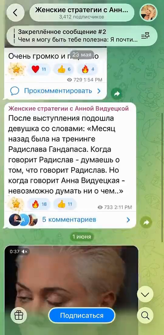 Телеграм-канал Анны Видуецкой